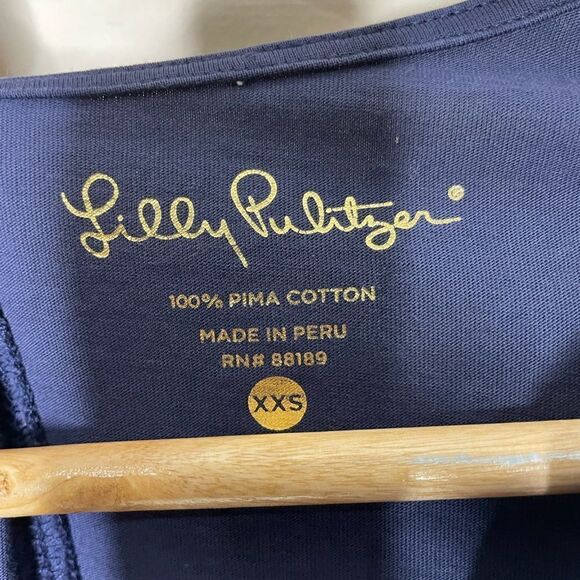 Lilly Pulitzer Brewster T-Shirt Dress Dark Blue 100% Pima cotton XXS - Picture 7 of 10